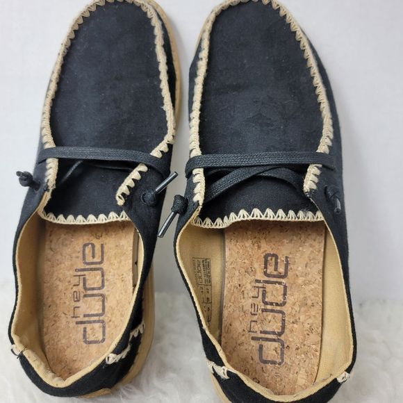 Hey Dude Wendy Crochet Black Slip On Moc Toe Women's Casual Shoes Size 11 - Picture 9 of 10